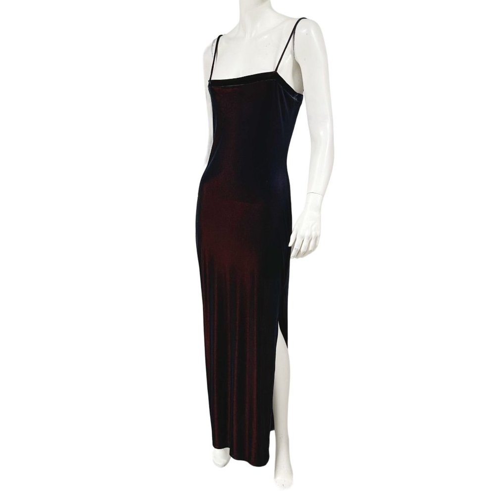 Finesse Black to Deep Burgundy Velvet Slip Dress